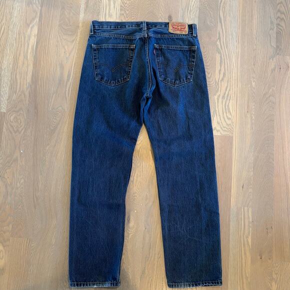Levi’s 505 Regular Fit Jeans Dark Rinse Straight Leg Mens Size 34x32 - Picture 8 of 9